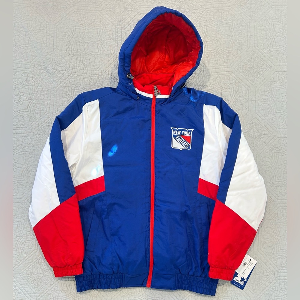 NWT! Starter New York Rangers NHL Full Zip Hooded Jacket Men’s Size Large